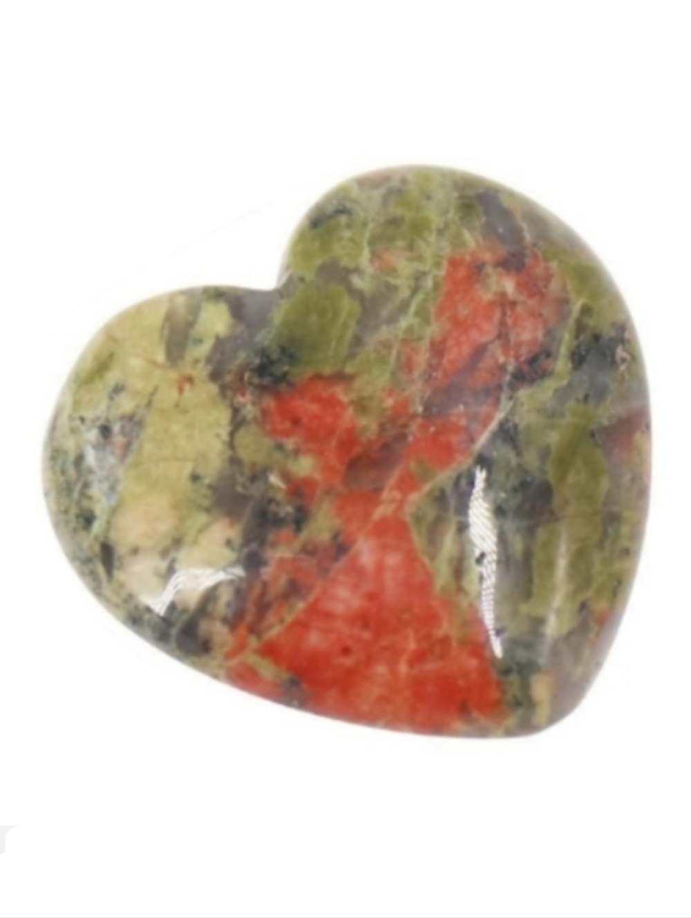 Carved Unakite Gemstone Heart Pocket Stone Green Pink Love Gift Gem Worry Rock